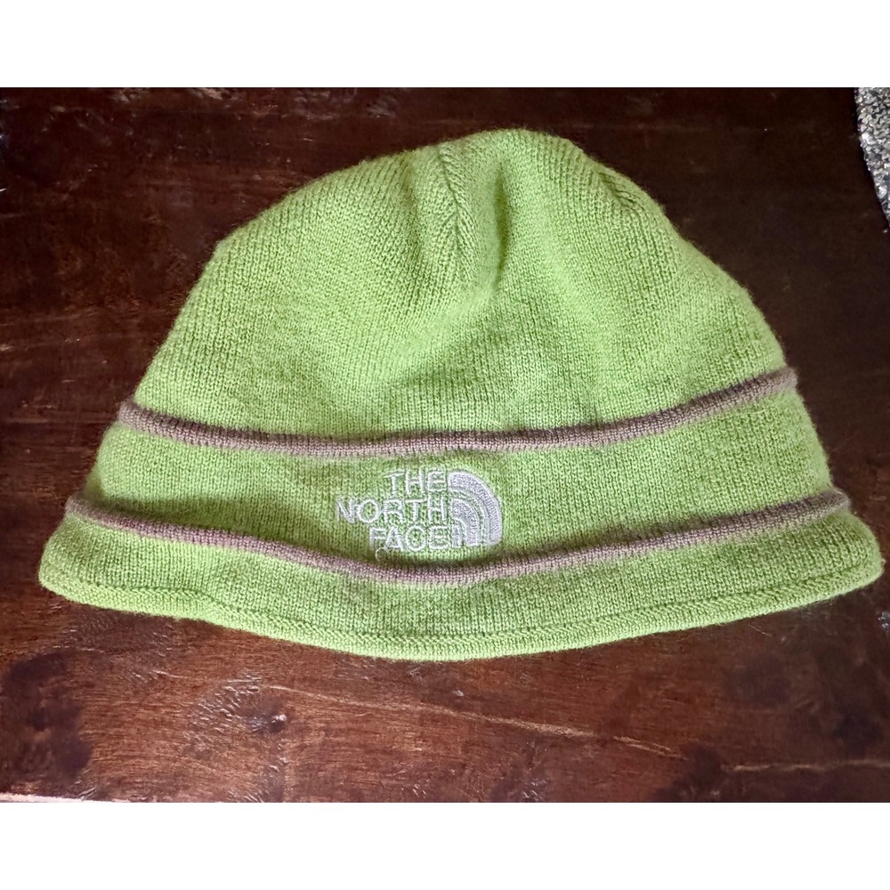 The North Face Kids‎ Beanie Hat Green Fleece Lined Winter Knit Cap